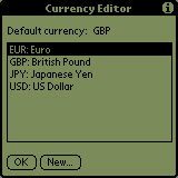 The currency editor