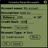 Entering account information